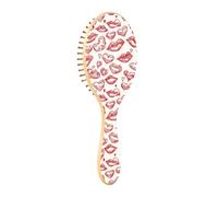 Brosse à cheveux en bois - Lèvres sexy et cœurs - Brosse à cheveux en bois - Brosse à cheveux naturelle