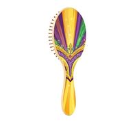 Brosse à cheveux en bois Mardi Gras Carnaval Tie Coin Masks_4 Paddle Brush pour cheveux naturels Brosse en bois pour cheveux Brosse de massage en bois