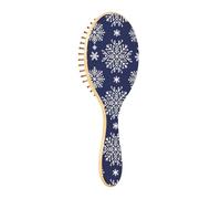 Brosse à cheveux en bois - Motif flocons de neige bleus et blancs - Brosse à cheveux en bois pour massage des cheveux