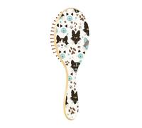 Brosse à cheveux en bois noir bleu blanc chats chiens brosse pagaie pour poils fins brosse en bois pour la croissance des poils brosse pour cheveux naturels