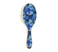 Brosse à cheveux en bois pour femme - Brosse à cheveux en bois pour cheveux - Brosse à message en bois - Méduses bleues - Natation sous l'eau