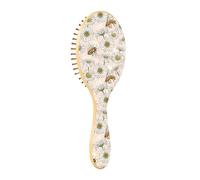 Brosse à cheveux en bois pour femme, brosse à cheveux en bois pour femme, brosse à cheveux naturels, marguerites et abeilles d'été