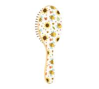 Brosse à cheveux en bois pour femme - Brosse à cheveux en bois pour femme - Brosse de massage en bois - Motif : grosses abeilles et papillons