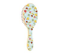 Brosse à cheveux en bois pour femme, brosse à cheveux en bois pour femme, brosse de massage pour cheveux, grenouille, oiseaux, abeilles, champignon, bleu