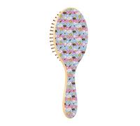 Brosse à cheveux en bois pour femme - Brosses en bois pour cheveux - Brosse de massage pour cheveux - Abeilles - Bonne chance et marguerites rayées