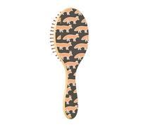 Brosse à cheveux en bois pour femme - Renard orange
