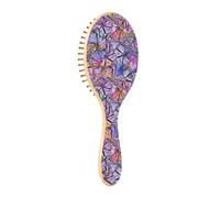 Brosse à cheveux en bois pour massage des cheveux Violet Safari Papillons