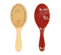 Brosse à cheveux en bois, traîneau du Père Noël tiré par le renne pour cheveux longs, courts, bouclés et fins, pour femmes, hommes, garçons et filles