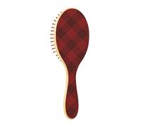 Brosse à cheveux en bois Tweed Merry Christmas Ecosse Buffalo Plaid Tartan Check Noir et Rouge Brosse en bois Brosses à cheveux en bois pour femmes Brosse en bois naturel