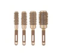 Brosse à cheveux en céramique dorée avec tube en aluminium thermique - Convient à différents types de cheveux, peut être utilisée avec un sèche-cheveux pour créer des boucles volumineuses. Applicable 