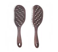 Brosse à cheveux en coquille de noix de coco respectueuse de l'environnement, résistante à la chaleur, design creux pour cheveux mouillés ou secs, brosse démêlante durable et biodégradable (A)