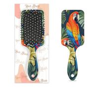 Brosse à cheveux en forme de feuilles de palmier pour perroquet - Oiseau tropical humide et sec - Brosse à cheveux démêlante en plastique pour enfants et adultes - Cadeau de rentrée scolaire pour