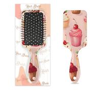 Brosse à cheveux en forme de gâteau aux fruits de cerise pour femmes et filles, brosse à cheveux antistatique, poils en nylon lisses, démêlante, design léger pour cheveux humides et secs (22 x 6,1 cm)