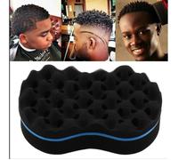 Brosse à cheveux éponge, Éponge Mousse Brosse Cheveux Coiffure Magique Dread Boucle Afro Bobine Double-face Frisé Vague (noir+bleu)
