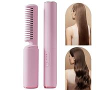 Brosse À Cheveux Lisser - Design Anti-calcul | Mini Peigne De Redressement Portable Pour Le Voyage, Chauffage Rapide Électrique Types, Anti-frisz En Céramique Femmes Adolescents, Lissage Compact