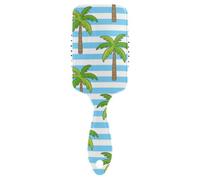 Brosse à cheveux longs et douce en noix de coco rayée bleue et blanche conçue pour les cheveux bouclés avec poignée ergonomique cepillo para pelo rizado