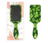 Brosse à cheveux Lucky Trèfle Feuilles Dorées Pièces Dorées Trèfles Humide Sec Coussin d'air Brosse à cheveux en plastique Brosse à cheveux démêlante pour enfants Adultes Cadeau de rentrée scolaire