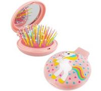 Brosse à cheveux miroir 2 en 1 - Lady Retro Enfants Licorne Rose - Pylones 8 G