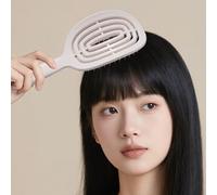 Brosse à cheveux, peigne double couche pour un coiffage volumineux, brosse de massage autonettoyante pour usage domestique style haut volume (blanc crème, boîte)