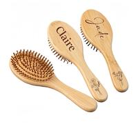 Brosse À Cheveux Personnalisée Avec Nom Et Fleur, Brosse Plate En Bambou Personnalisée Avec Motif Floral Du Mois De Naissance, Massage Apaisant Du Cuir Chevelu, Cadeau Unique For Une Meilleure Amie