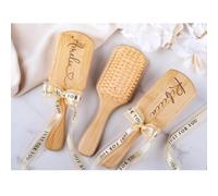 Brosse à cheveux personnalisée, brosse à cheveux en bambou avec nom gravé personnalisé, peigne à cheveux, brosse à cheveux de massage du cuir chevelu, cadeau d'anniversaire pour femmes et filles