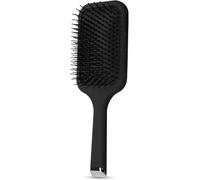 Brosse à cheveux plate démêlante en poils de sanglier - Grand peigne - Style de toilettage - Cheveux secs et humides - Flexible - Noir (1 pièce)
