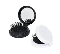 Brosse à Cheveux Pliable avec Miroir - 2 Pièces - Couleur principale: Blanc