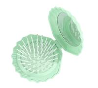 Brosse à Cheveux Pliable - Brosse De Voyage En Forme De Coquillage - Set Peigne Massant Cuir Chevelu et Miroir Maquillage Miniature pour Soins Quotidiens Femmes Filles Salle de Bain Douche Voiture Cam