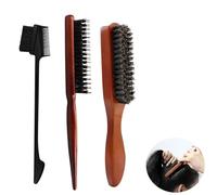 Brosse à Cheveux Poils de Sanglier, 3 Brosse Sanglier Cheveux, Brosse à Cheveux Poils Naturels Doux Manche Bois, pour cheveux longs, bouclés, secs ou abîmés, le Nettoyage des Cheveux et de la Barbe