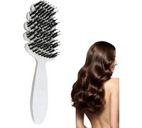 Brosse à Cheveux Poils De Sanglier, Brosse à Cheveux Spéciale Avec Poils De Sanglier Super Doux, Lissage Et Massage Des Cheveux, Améliore La Brillance Et La Santé (blanc)