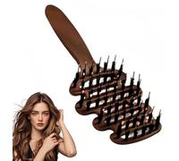 Brosse à Cheveux Poils De Sanglier, Brosse à Cheveux Spéciale Avec Poils De Sanglier Super Doux, Lissage Et Massage Des Cheveux, Améliore La Brillance Et La Santé (brun)