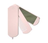 Brosse à cheveux portable avec miroir - 17,7 x 3,1 x 1 cm dépliée, 10,1 x 3,1 x 1 cm pliée, ABS + verre HD, légère, compacte, design de voyage | Peigne à cheveux de poche pour homme et femme