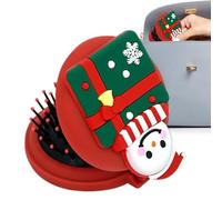 Brosse à cheveux portable, brosse à cheveux de voyage,Brosse à cheveux pliante de poche à motif de bonhomme de neige du Père Noël | Peigne de Massage rond et Compact, brosse de voyage, accessoires de