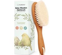Brosse à cheveux pour bébé - Brosse à bébé avec poils de chèvre doux,Brosse à capuchon de berceau,Produit de toilettage parfait pour le cuir chevelu pour bébé,Petites filles,Garçons(Oval, Golden Oak)