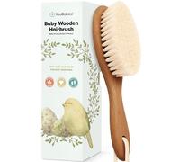 Brosse à cheveux pour bébé - Brosse à bébé avec poils de chèvre doux,Brosse à capuchon de berceau,Produit de toilettage parfait pour le cuir chevelu pour bébé,Petites filles,Garçons(Oval, Dark Walnut)