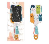 Brosse à cheveux pour femme Motif chats et chatons | Brosse à cheveux douce - Brosse à cheveux humides - Démêlante pour cheveux bouclés et épais