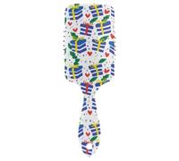 Brosse à cheveux pour homme à rayures bleues et blanches - Cadeau idéal pour les cœurs - Masseur de tête pour cheveux longs avec poignée ergonomique cepillo para cabello rizado