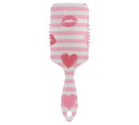 Brosse à cheveux pour homme avec rayures roses et blanches en forme de cœur et de lèvres. Masseur de cuir chevelu pour cheveux épais avec poignée ergonomique cepillo para cabello