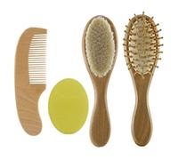 Brosse à cheveux pour les tout-petits, peigne de brosse à cheveux pour bébé, Hébrasseuse de chèvre en bois Briffle de bain Brosse de douche outil Masse-masseur 4pcs