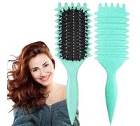 Brosse à cheveux pour peigner et façonner les boucles pour homme et femme pour réduire la traction, poils en nylon, oblongue, flexible, amélioration des boucles (vert)
