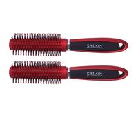 Brosse À Cheveux Ronde En Plastique Antidérapant, Peigne Ondulé, 2 Pièces, Rouge, Noir, 9 Pouces De Long
