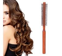 Brosse à Cheveux Ronde pour Brushing avec Poils en Nylon Doux, Brosse à Cheveux Ronde à Friser à Chaud avec Manche en Bois Naturel, Unisexe pour Brushing à Usage Domestique