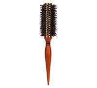 Brosse à cheveux ronde professionnelle pour friser et lisser, résistante à la chaleur jusqu’à 200 ℃, avec poils naturels et manche en bois, outil de coiffure de salon doté de dents (#14)