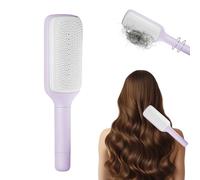 Brosse à cheveux rotative autonettoyante avec poils rétractables pour femme (violet)