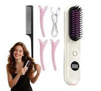 Brosse à cheveux sans fil : brosse à rire rechargeable | Fer lissant avec peigne intégré | Portable 3 températures bouclettes pour des cheveux coiffés épais et g