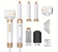 Brosse à Cheveux Soufflante 110000 RPM, Sèche-Cheveux Multifonction avec Moteur Sans Balais, 3 Accessoires, Blanc et Or