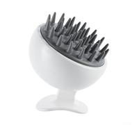 Brosse à cuir chevelu portable pour laver et masser les cheveux à base de mousse avec double type de poils et construction robuste ABS AS TPE (blanc)