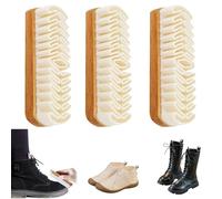 Brosse à Daim Minivana, nettoyant for Chaussures en Daim Nubuck avec Brosse en crêpe TPR Souple et Gomme, Manche en Bois for Bottes, Baskets et Sacs en Cuir(3pcs)