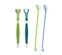 Brosse a Dent Chien,2 Brosse à Dents Triple Tête 2 Brosses à Dents Doubles Brosse à Dents pour Animaux de Compagnie Longue Poignée pour Petits Chats et Chiens