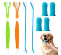 Brosse a Dent Chien, 2 Brosses à Dents à Triple Tête, 4 Brosses à Dents pour Doigts, 2 Brosse à Dent Doubles, Kit de Nettoyage Dentaire pour Petits, Moyens et Grands Animaux